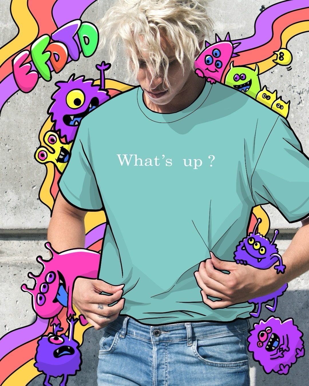 whatup Tシャツ,ストリートファッション
